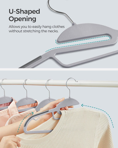 Songmics thin-profile hangers save closet space with only 0.2 inch thickness.