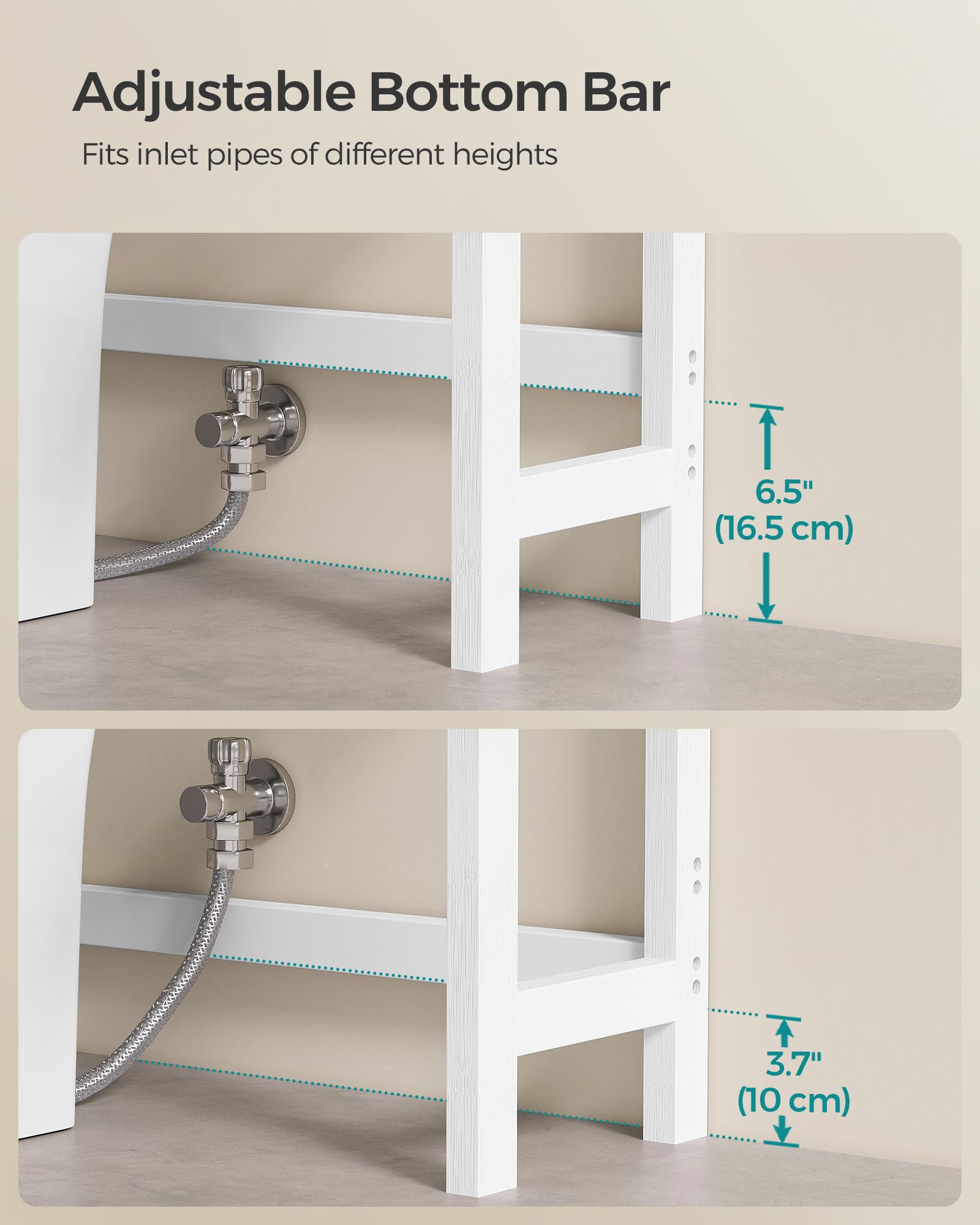 SONGMICS over-the-toilet shelf includes a toilet paper holder for quick access.