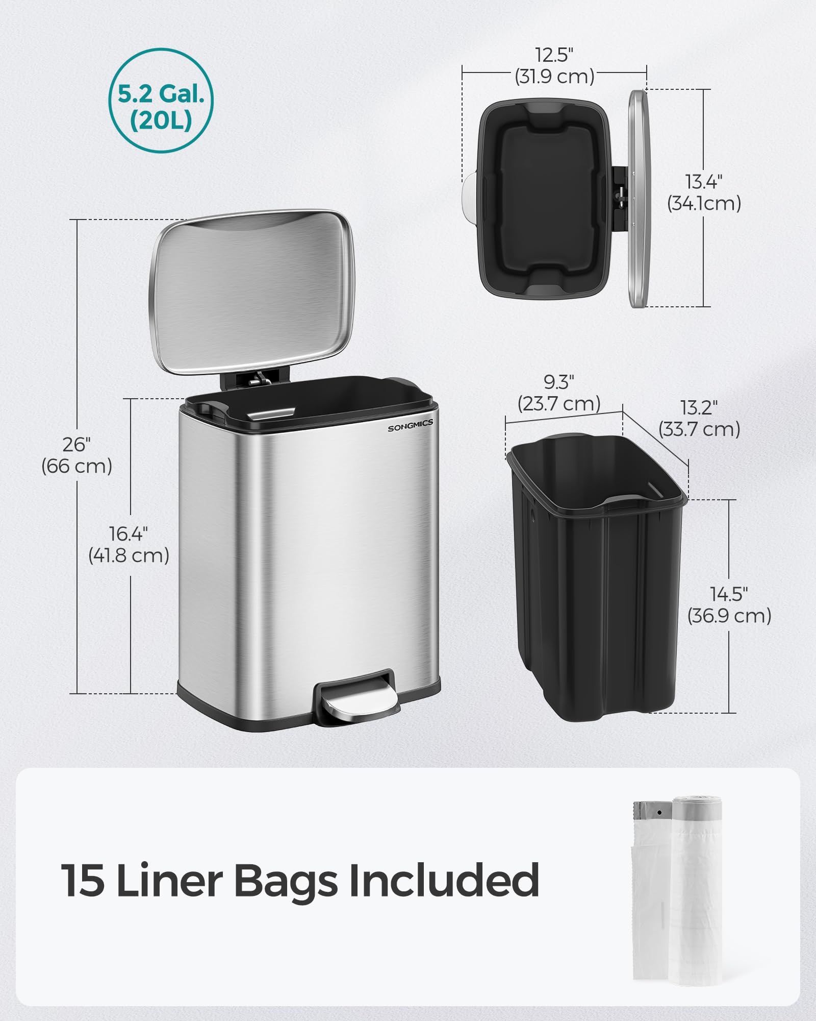 Includes 15 trash bags for immediate setup (KRB30A)