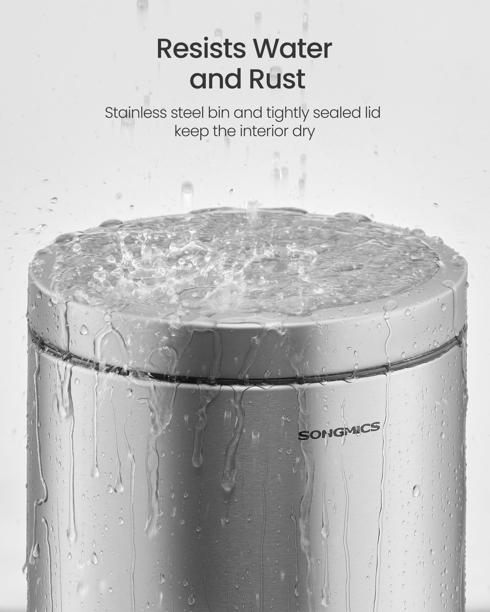 SONGMICS removable inner bucket simplifies emptying and cleaning.