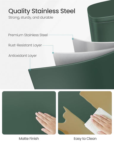 Songmics slim 8 gal trash bin fits tight kitchen spaces.