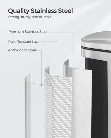 Non-slip base keeps the can stable on the floor