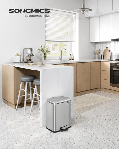 Stainless steel SongMics 5.2-gallon trash bin for durability and easy cleaning