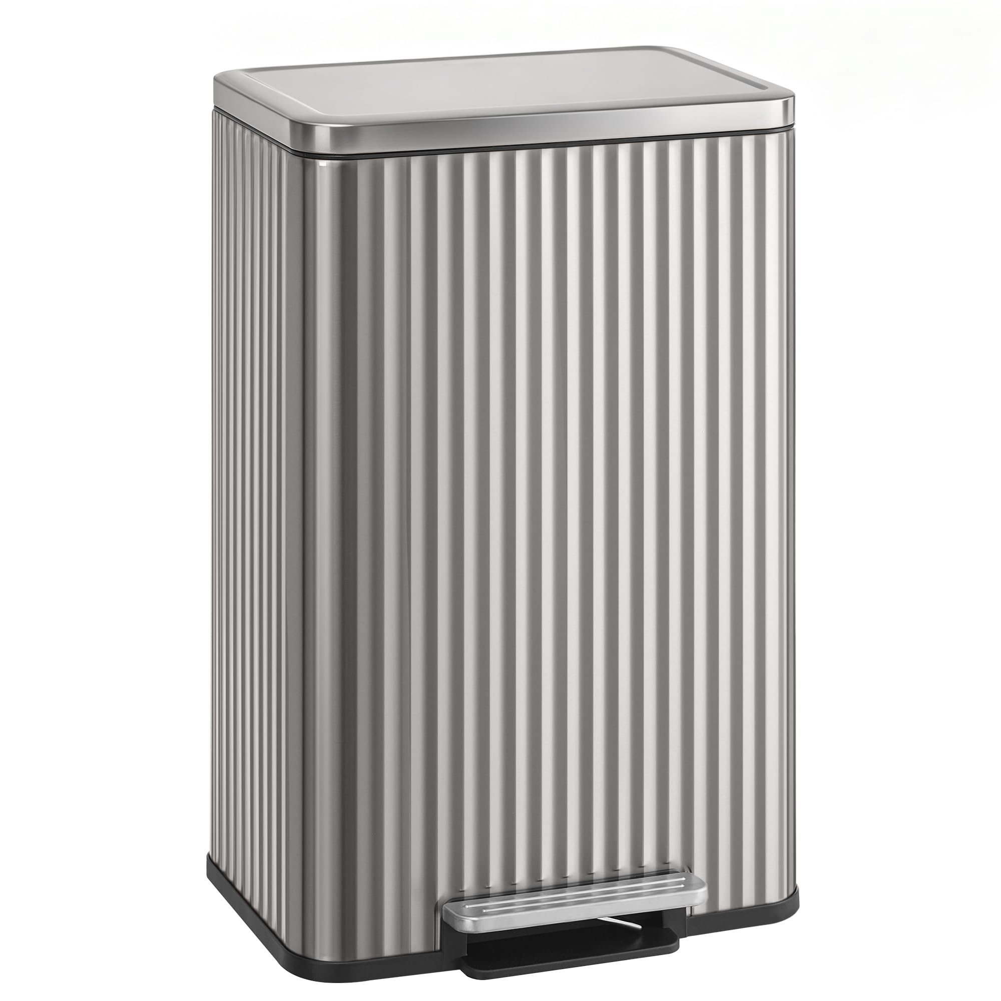 SONGMICS 13-gallon trash can with pedal and lid for hands-free kitchen use