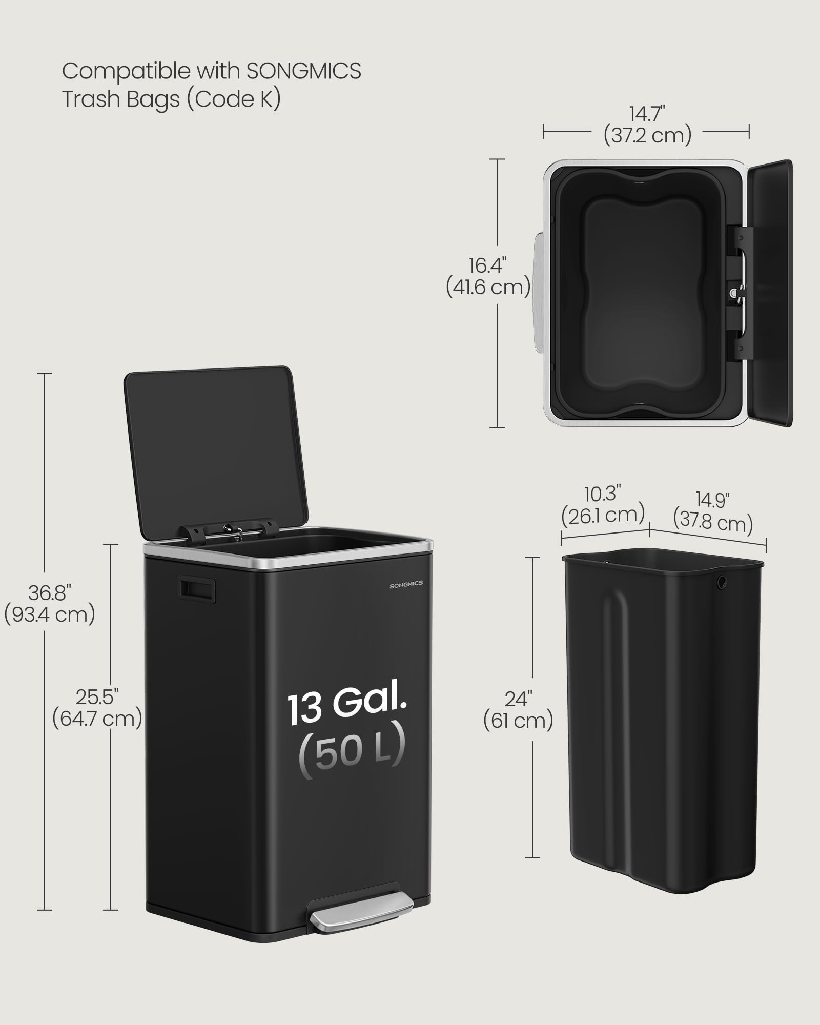 Includes 15 bin liners for immediate use