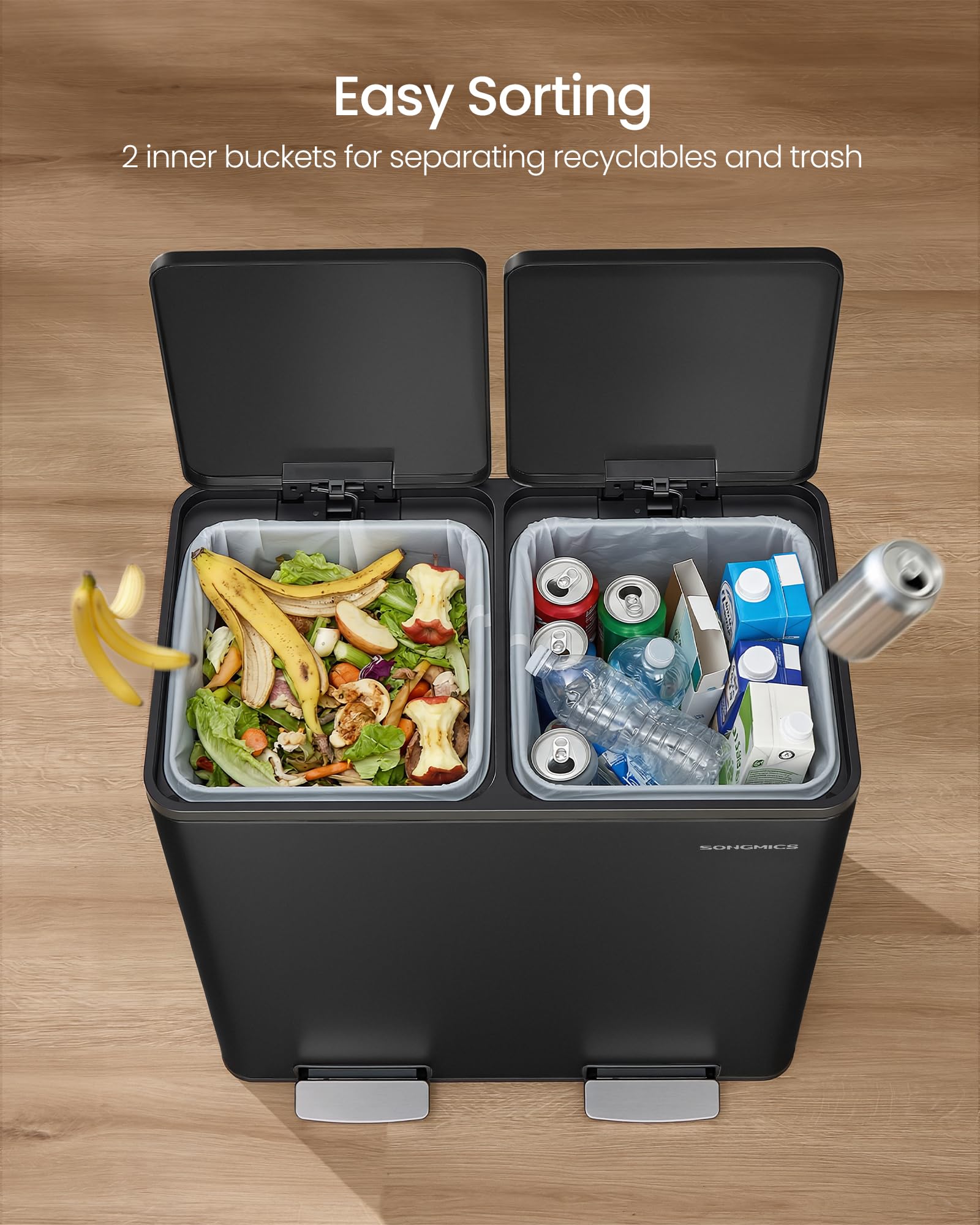 SONGMICS 90-degree stay-open lid ideal during cooking and cleanup