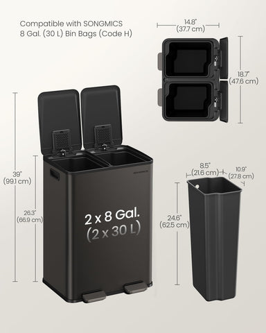 SONGMICS bag holes design keeps liners in place.