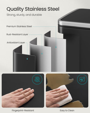 Ink-black finish with fingerprint resistance