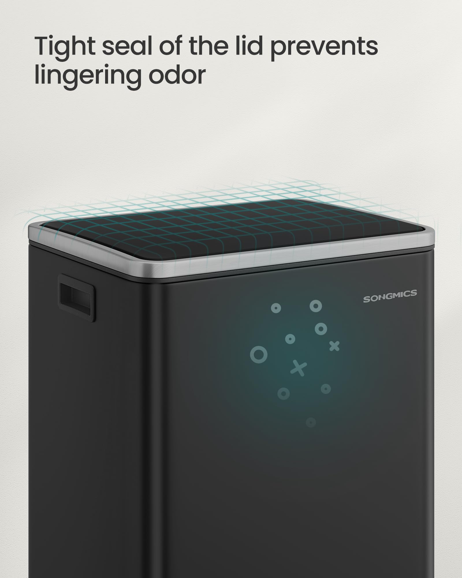 Ink-black SONGMICS trash can suitable for modern spaces