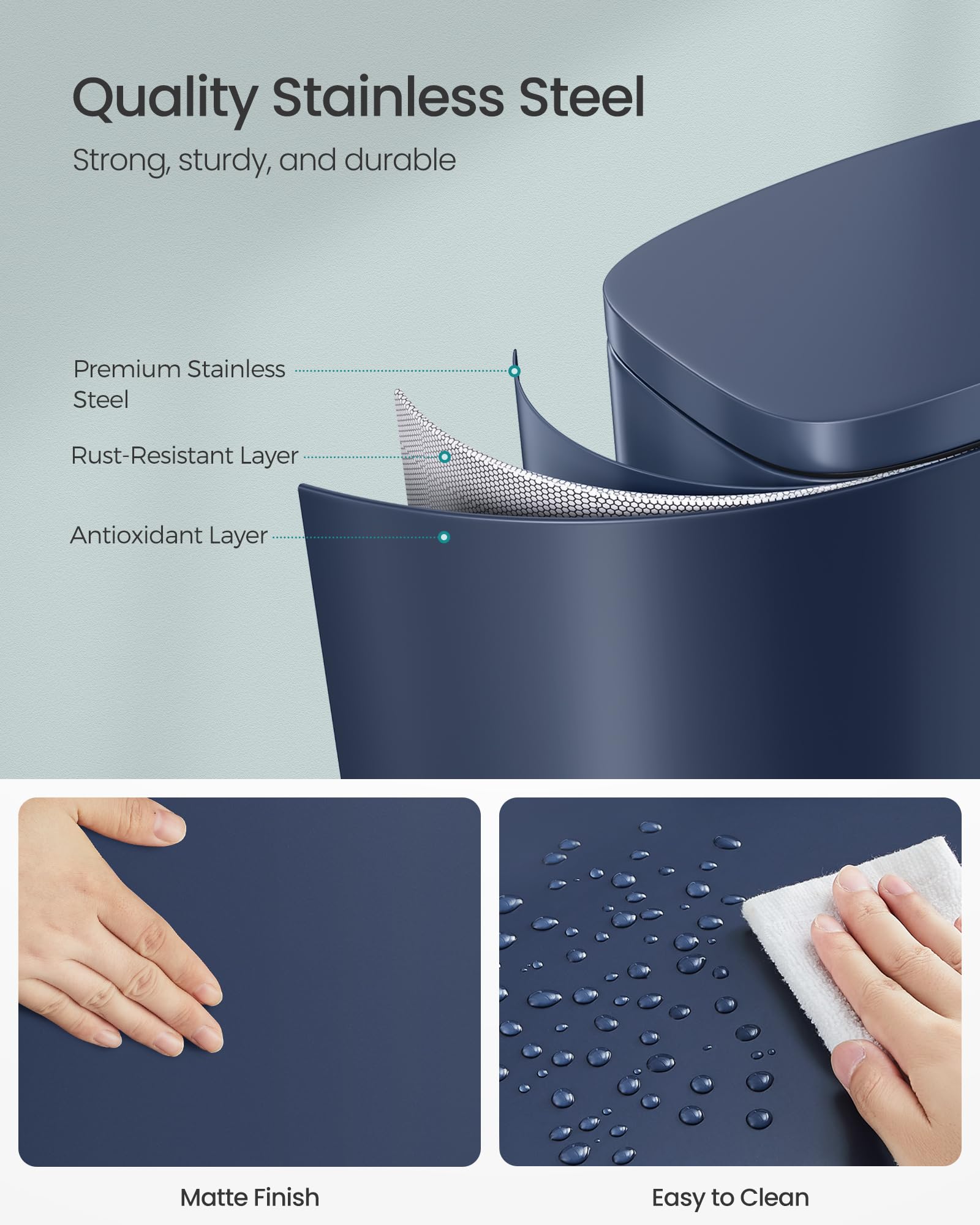 SONGMICS inner bucket with bag hole for secure, neat bag management.