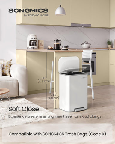 SONGMICS trash can inner bucket with handles for easy waste disposal.