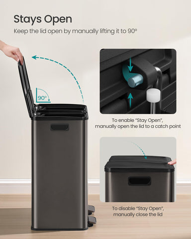 SONGMICS removable inner buckets simplify disposal and cleaning.