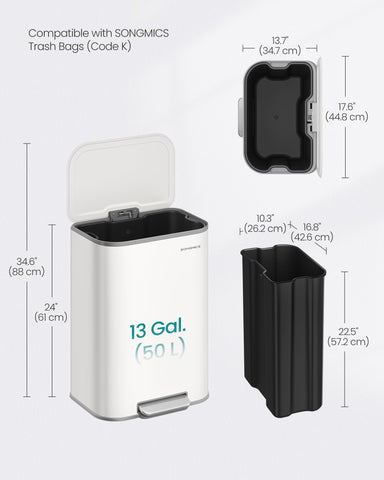 SONGMICS lid stays open for easy bag changes and tidying.