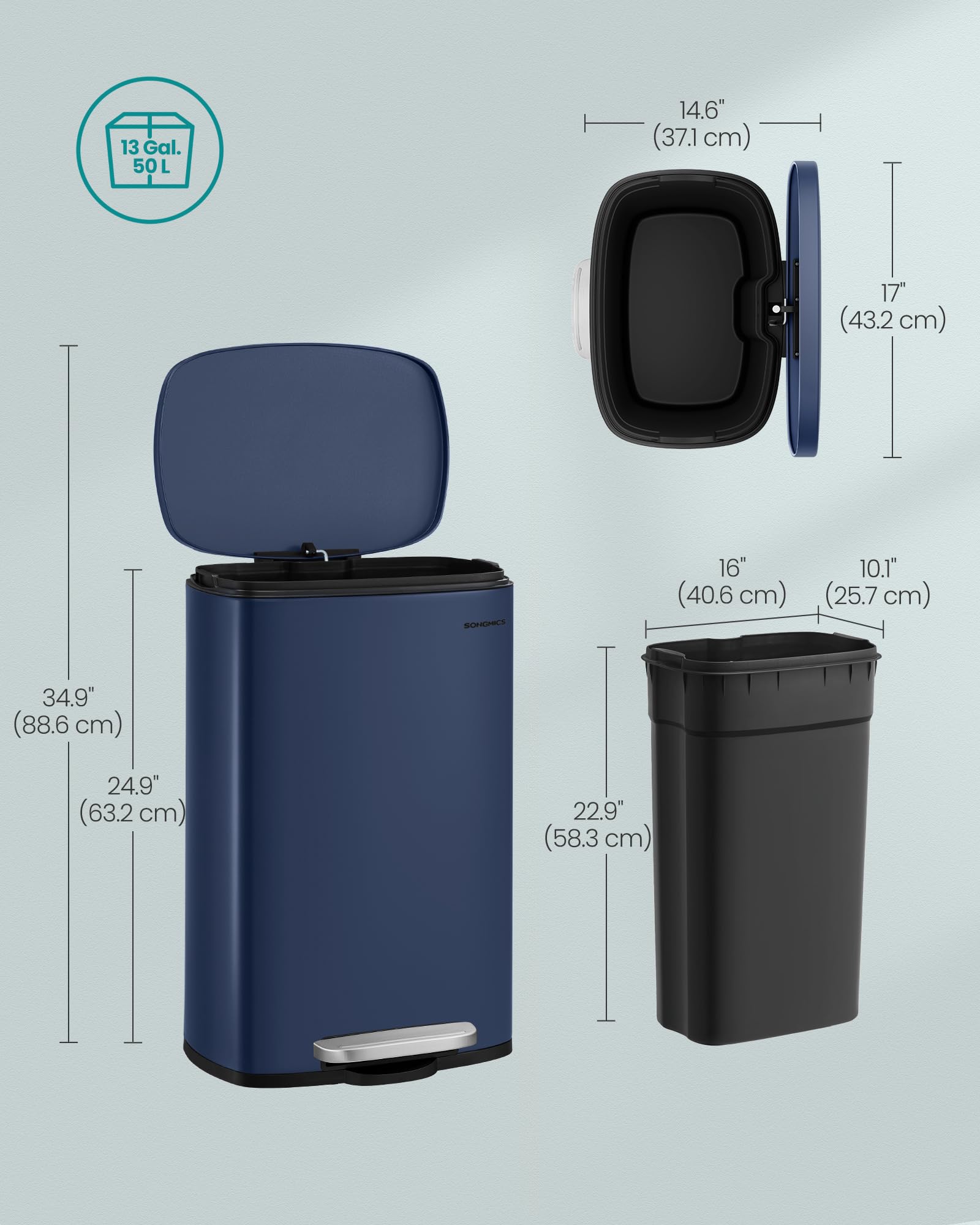 Odor-sealing lid on the SONGMICS can minimizes smells between pickups.