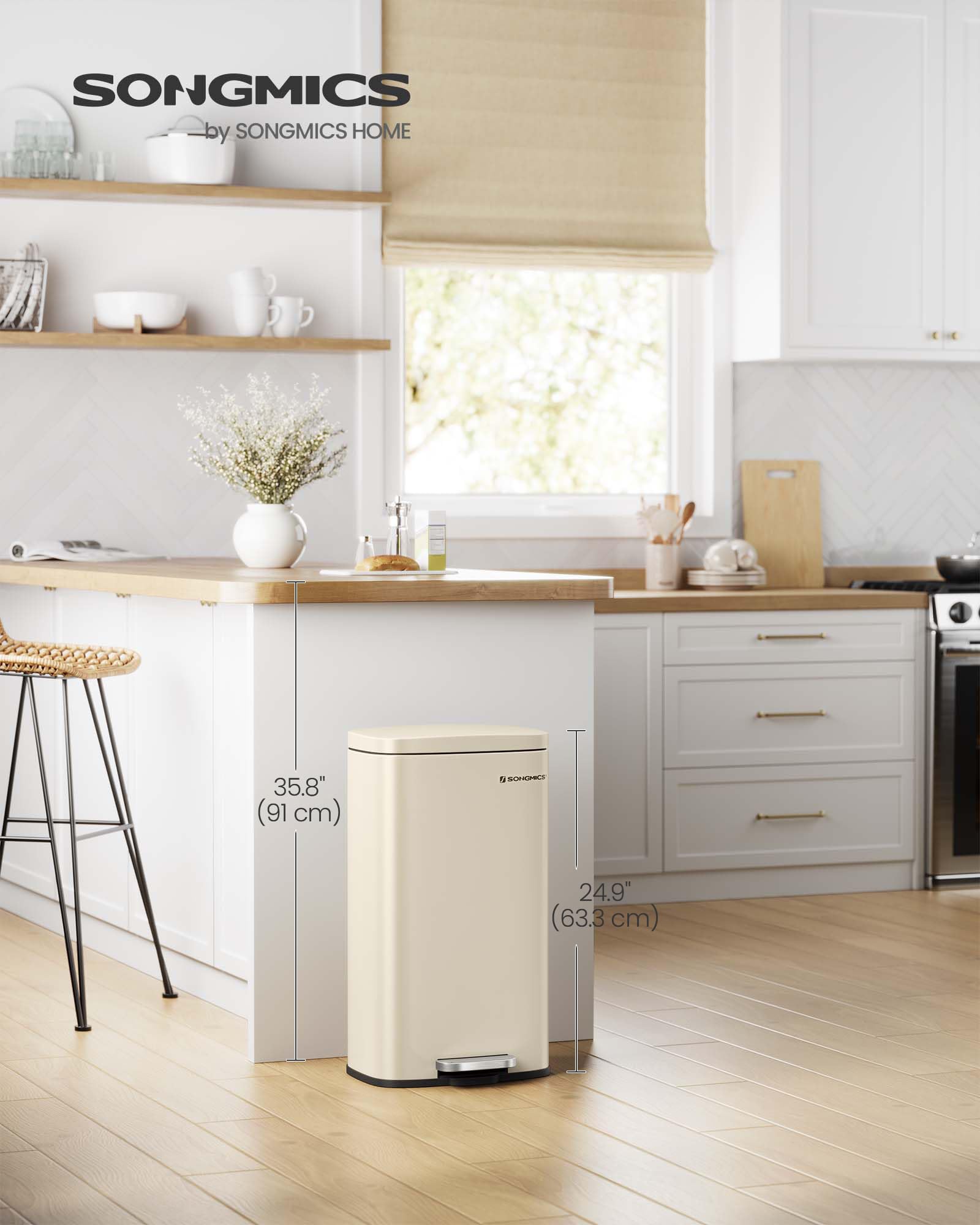 SONGMICS pedal-step lid enabling hands-free waste disposal