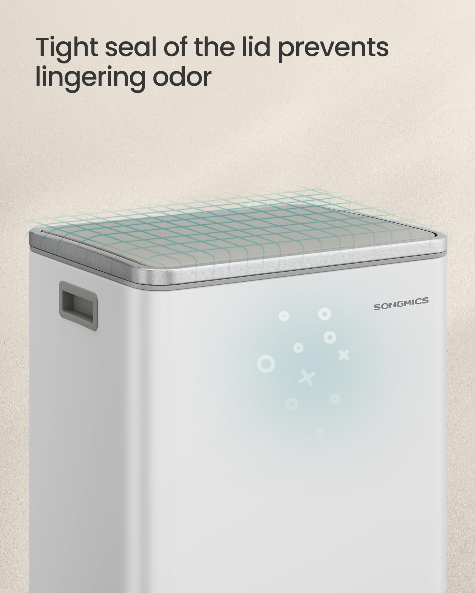 SONGMICS trash can with side handles for convenient lifting.