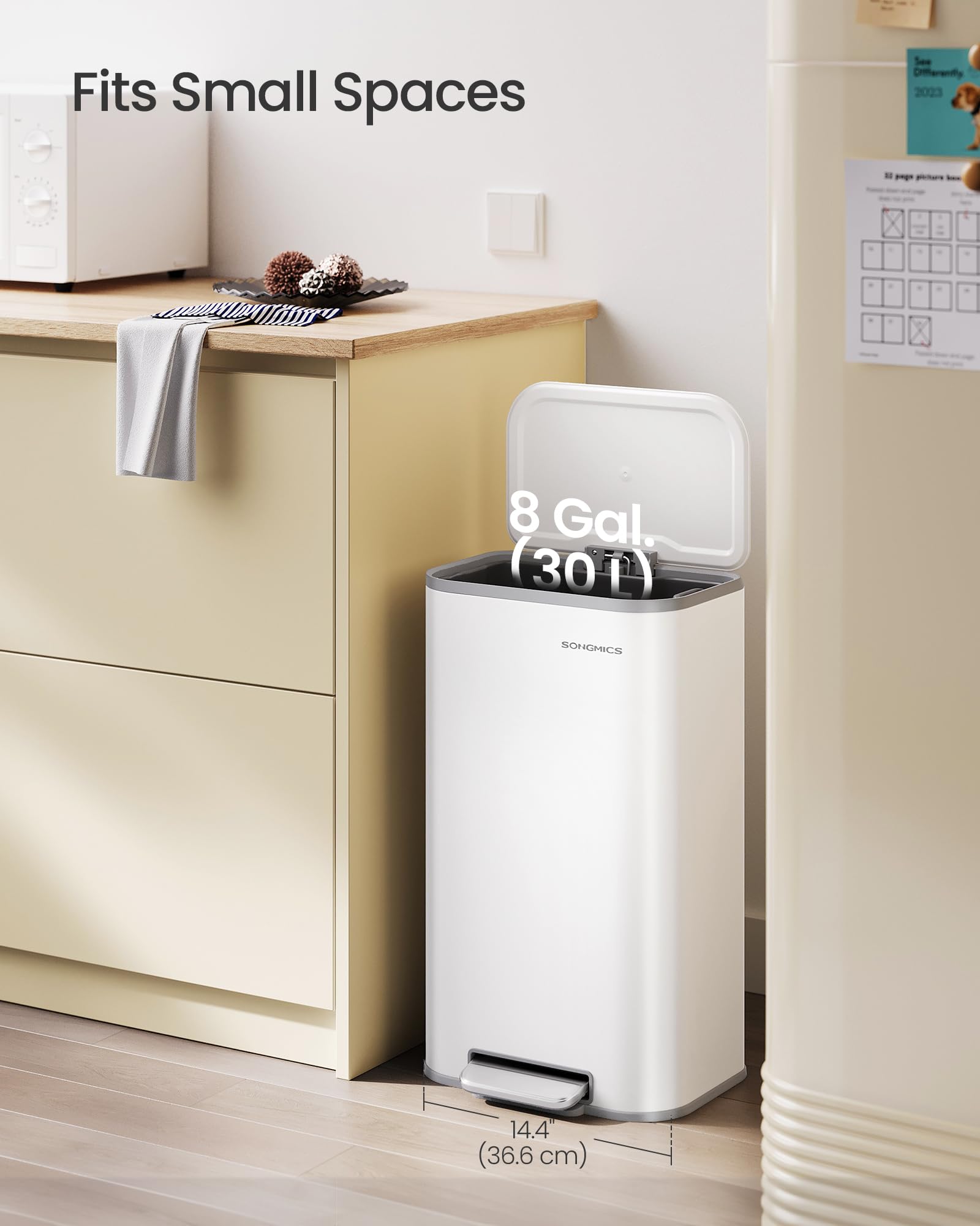 SONGMICS soft-close lid prevents loud bangs