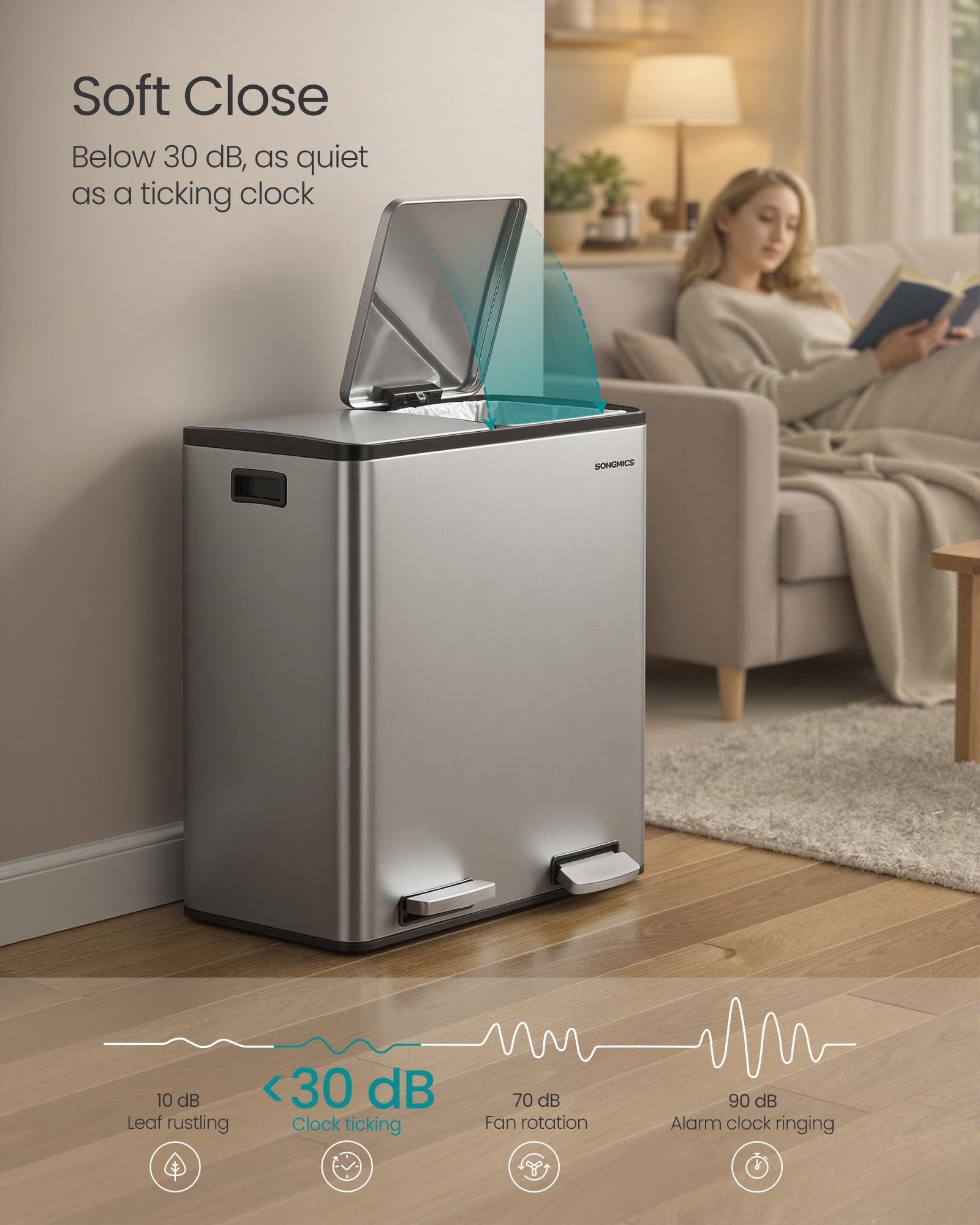 SONGMICS stainless steel brushed finish resists fingerprints and scratches.
