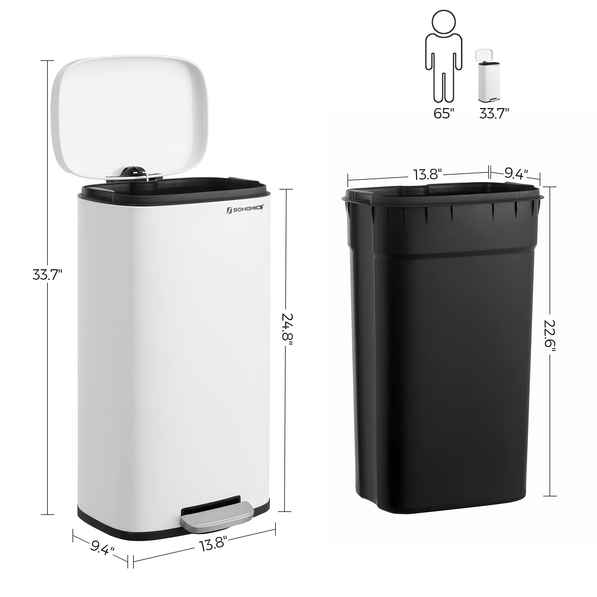 SONGMICS stainless steel surface resists rust and wipes clean for a smudge-free look.