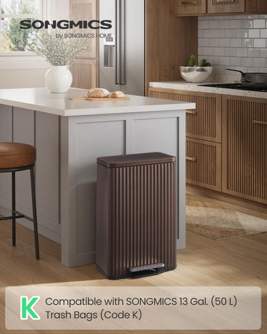 SongMics trash can stainless steel finish with fluted design for modern spaces