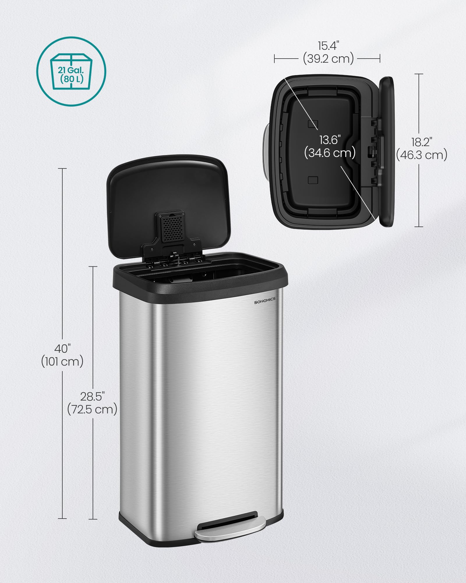 Songmics stay-open lid feature for large cleanup tasks