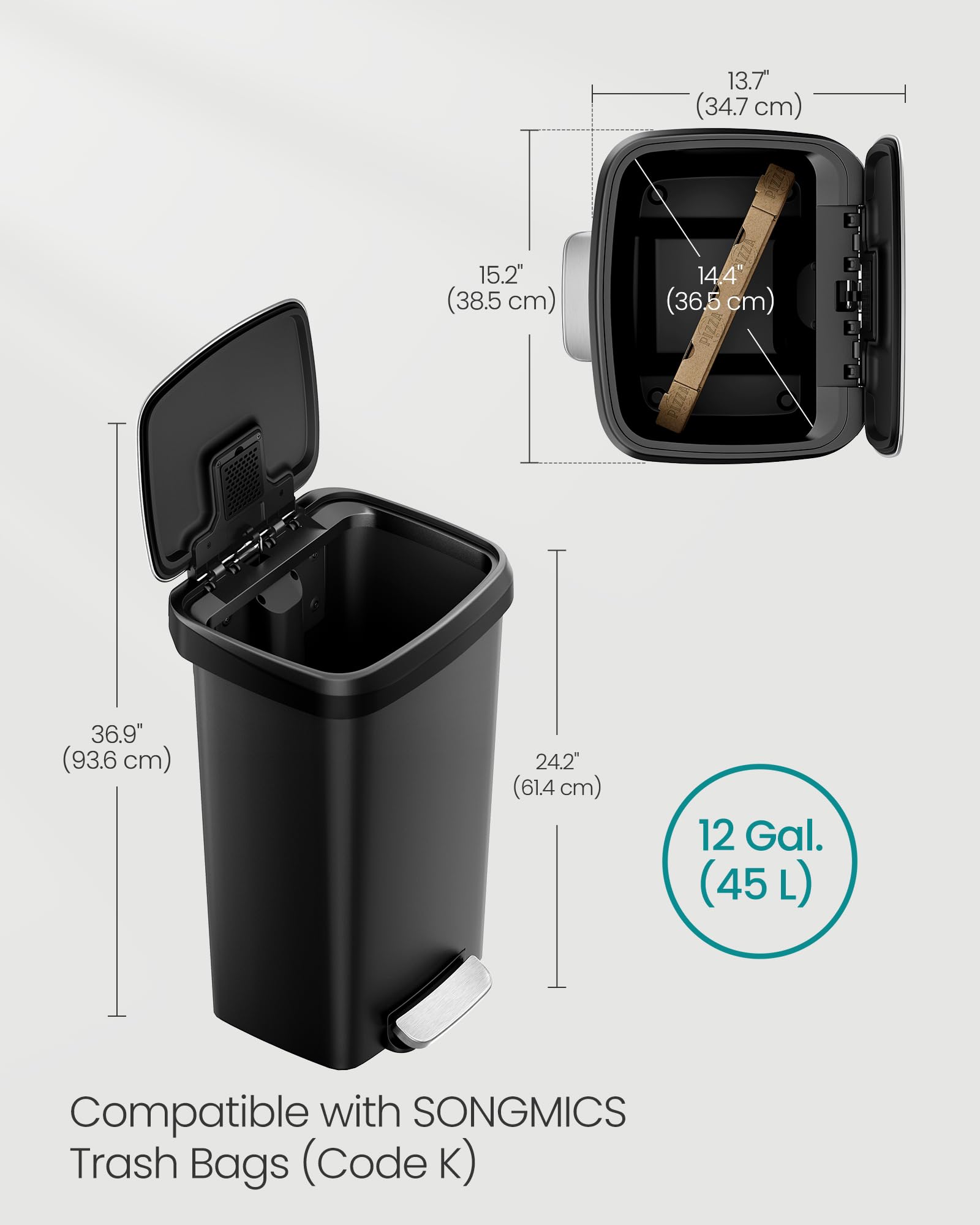 Songmics wheels and rear handle ease moving and positioning