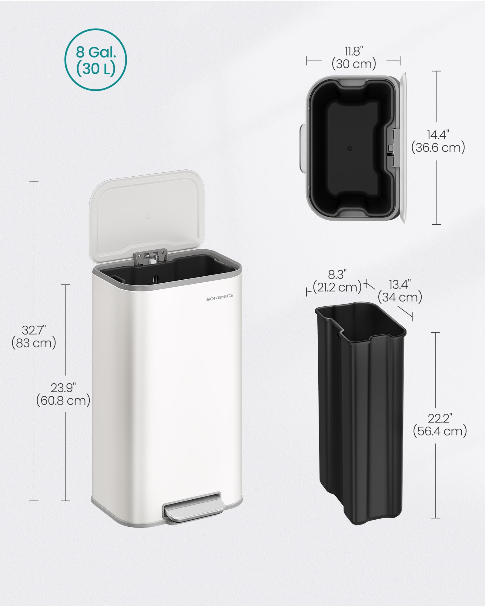 SONGMICS wide pedal area for easy stepping