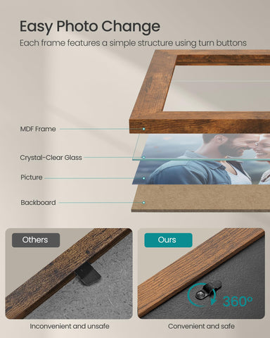 SONGMICS frames with turn buttons enable easy photo changes