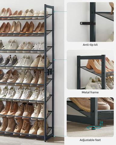 SONGMICS two 4-tier racks offer versatile room layouts.