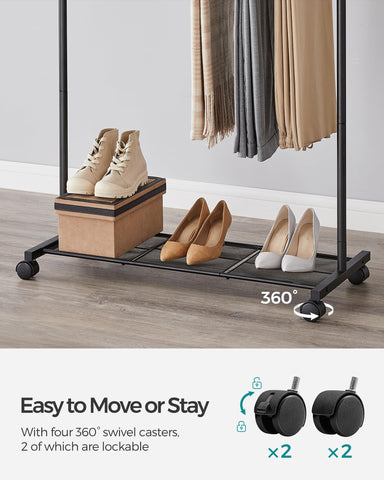 SongMics rack features two brakes on wheels for security.
