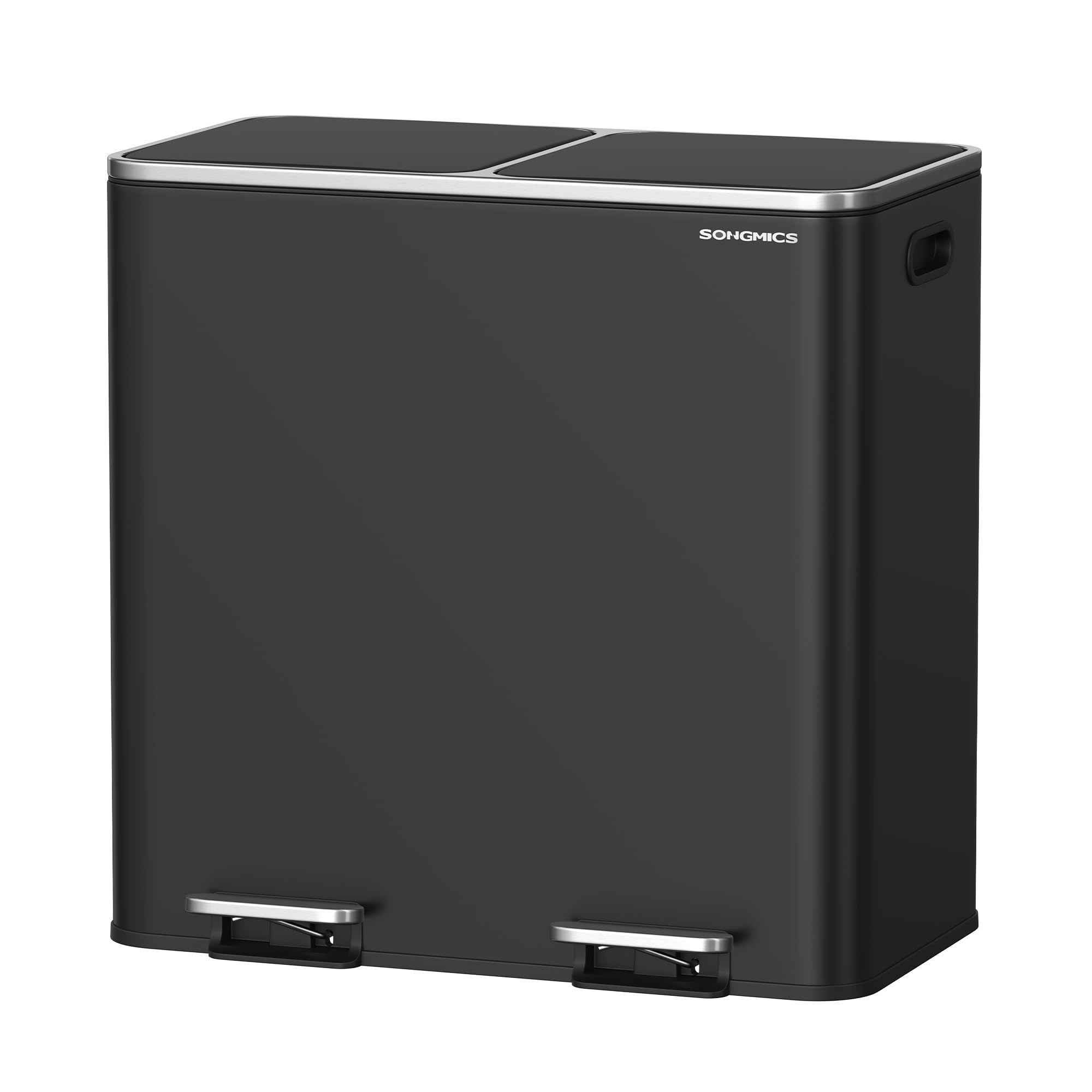 SONGMICS two-compartment trash can front view for organized waste separation