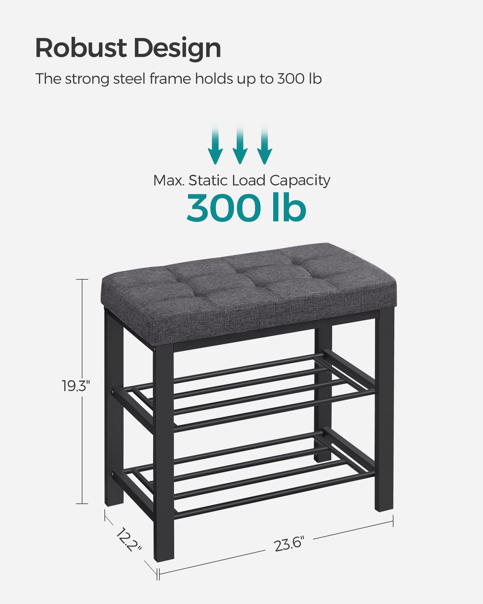 SONGMICS two-tier shoe storage keeps six pairs neatly accessible.