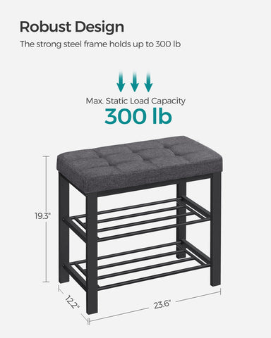 SONGMICS two-tier shoe storage keeps six pairs neatly accessible.