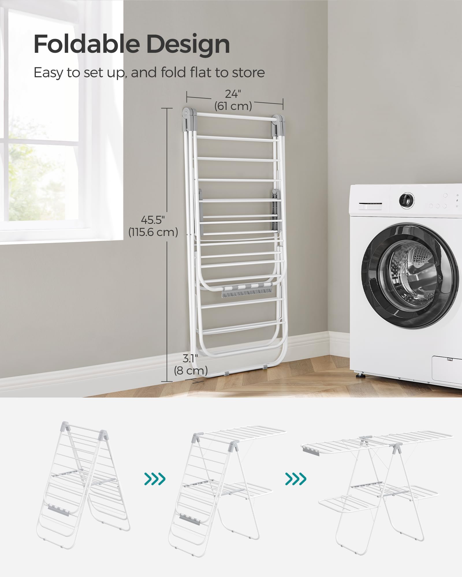SONGMICS ULLR053G01V1 foldable design stores compactly between uses.