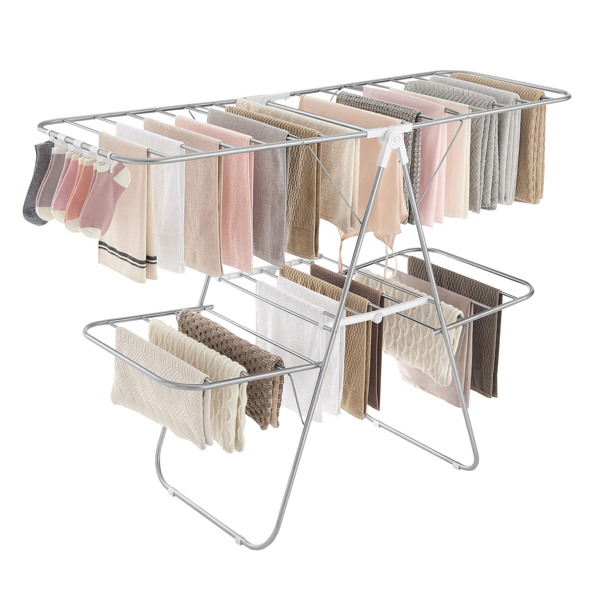 Songmics ULLR053W01V1 drying rack with 4 wings and 33 rails for large loads
