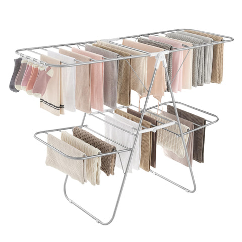 Songmics ULLR053W01V1 drying rack with 4 wings and 33 rails for large loads