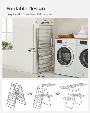 33 rails across two levels maximize drying space on Songmics ULLR053W01V1