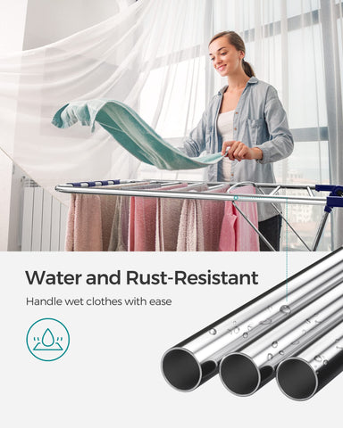 Thick steel tubes with a treated finish resist rust over time.