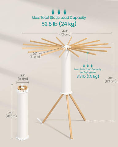 SONGMICS ULLR530YW01 16 arms maximize space for air drying and flat lays