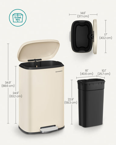 SONGMICS ULTB050A01 stainless steel body resists rust and wipes clean easily.