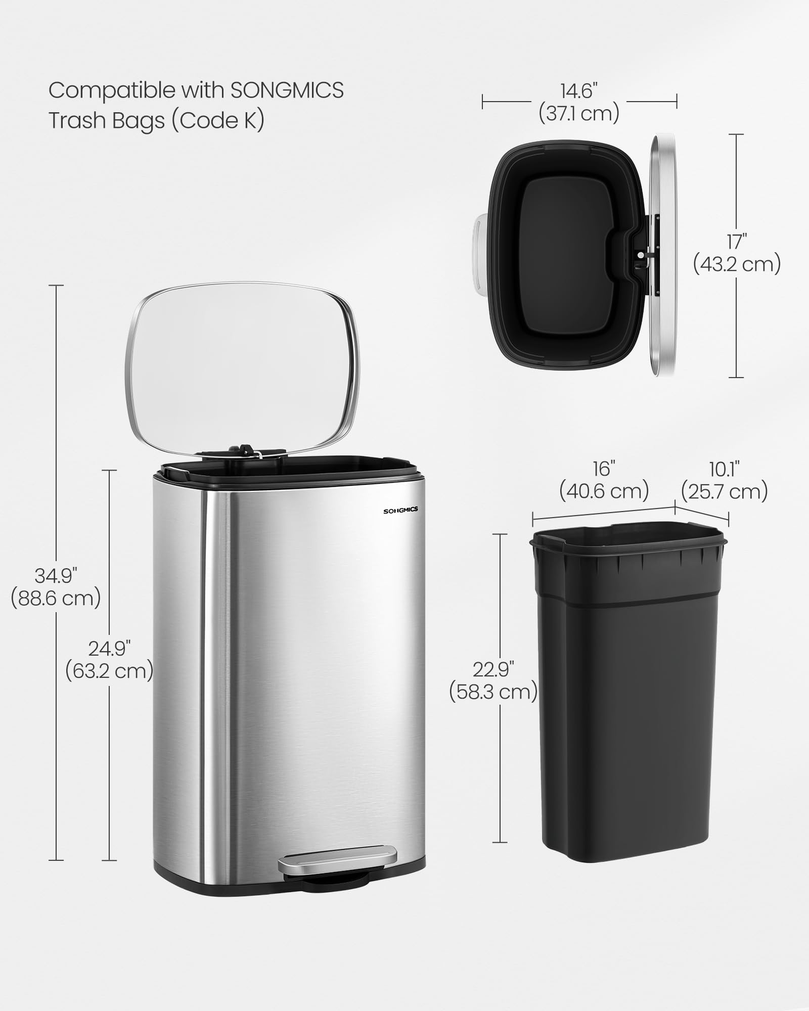 SongMics ULTB050E01 inner bucket with bag-hold keeps bags tidy