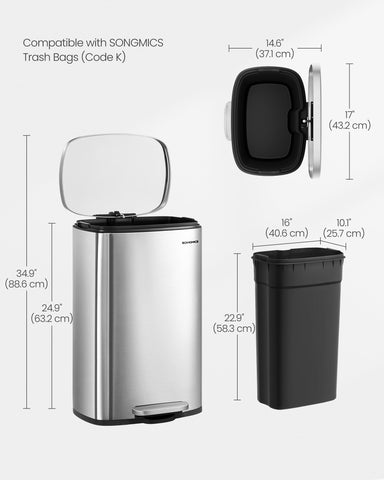 SongMics ULTB050E01 inner bucket with bag-hold keeps bags tidy
