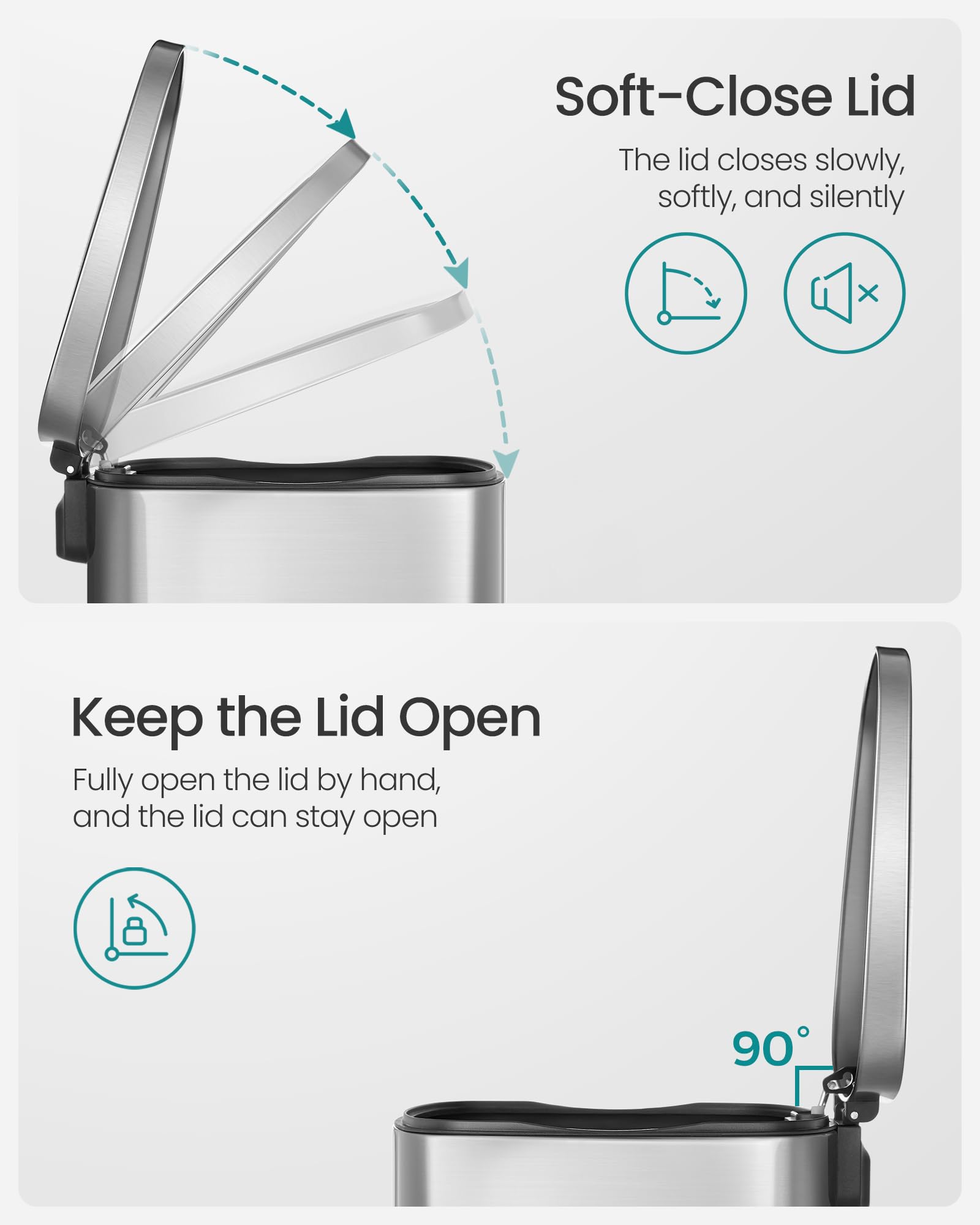SongMics ULTB050E01 soft-close lid in action reducing noise