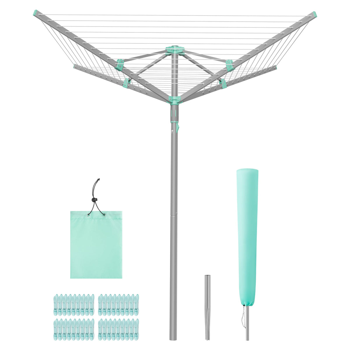 SONGMICS umbrella clothesline showing expansive drying area for multiple loads