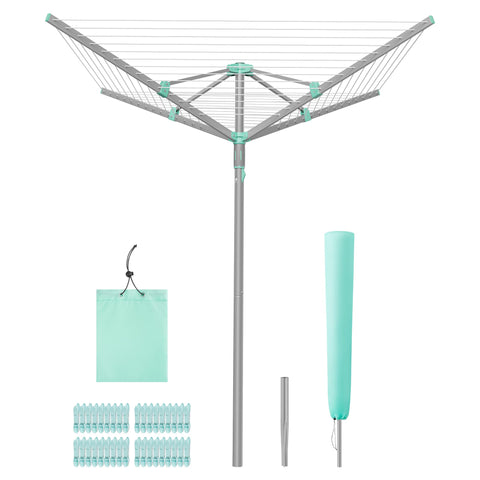 SONGMICS umbrella clothesline showing expansive drying area for multiple loads