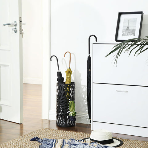 SONGMICS umbrella stand showing the detachable drip tray for floor protection.