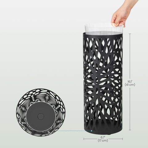 SONGMICS umbrella stand highlighting hollow design that promotes airflow and drying.