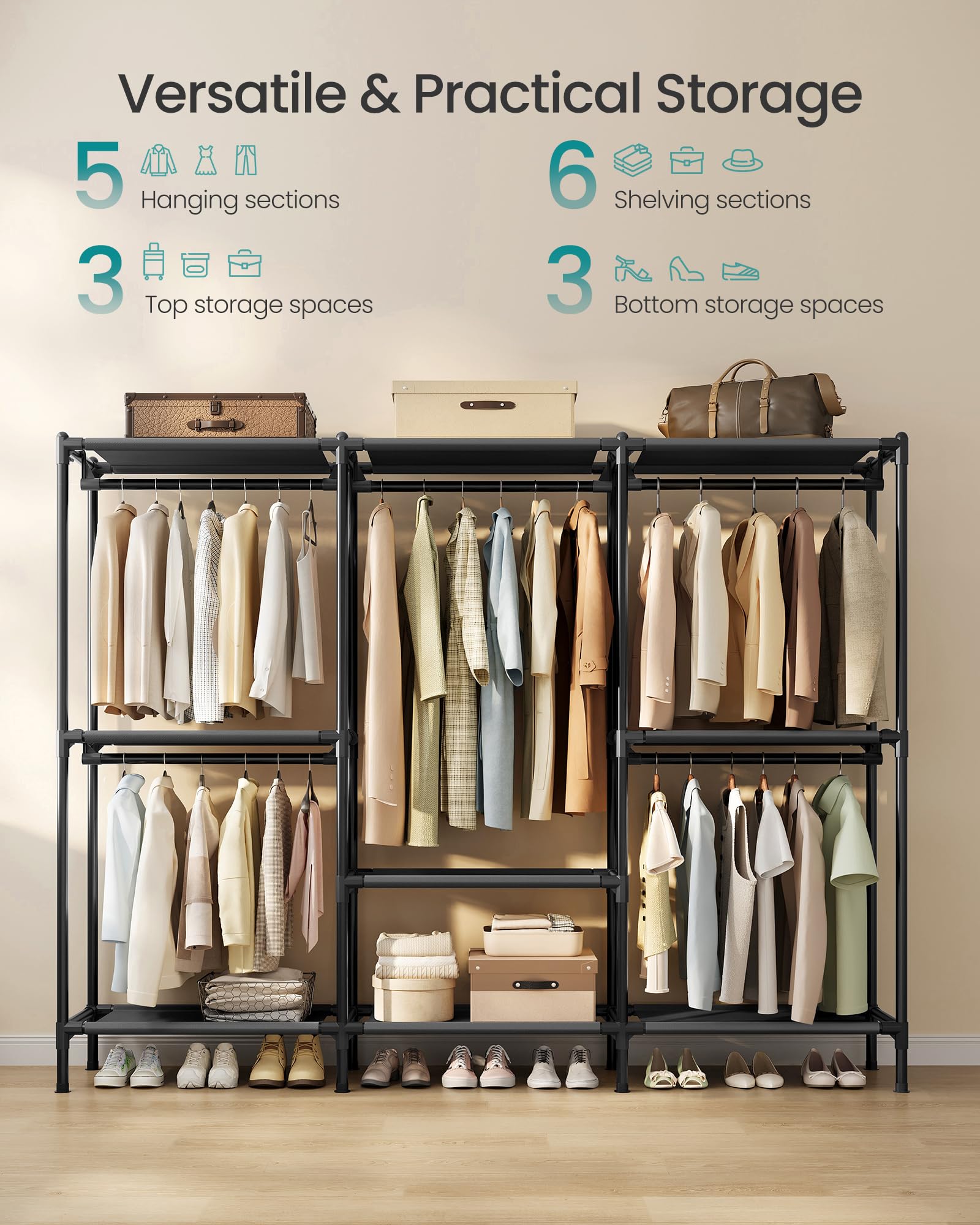 SongMICS under shelf space holds shoes and accessories.