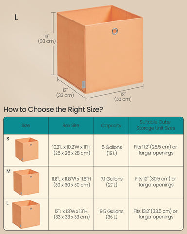 SONGMICS URFB233X01 13x13x13 inch boxes help tidy compact spaces