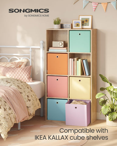 SONGMICS URFB233X01 colorful storage bins brighten rooms while storing items